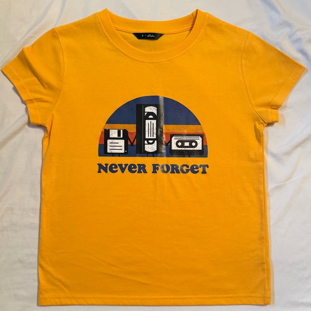 Yellow Short Sleeve Tee with Retro Graphic